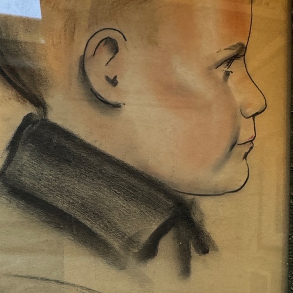 Vintage Framed Portrait with Black and Tan Tones - Picture 8 of 10